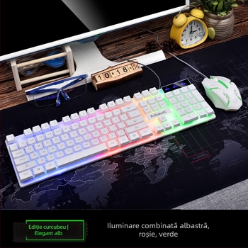 Set tastatură și mouse USB cu cablu, iluminare de fundal, 1000dpi, ergonomic, impermeabil, cablu de 1,5 m