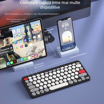 Set Bluetooth fără fir tastatură și mouse, reîncărcabil, interfețe USB pentru tastatură și mouse, senzor optic 1000 dpi, rezistent la apă