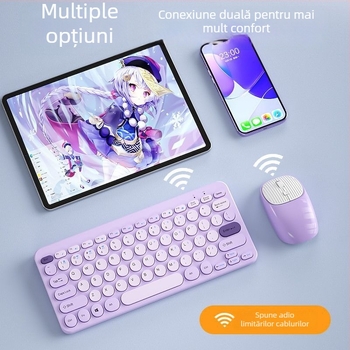 Set Bluetooth fără fir tastatură și mouse, reîncărcabil, interfețe USB pentru tastatură și mouse, senzor optic 1000 dpi, rezistent la apă