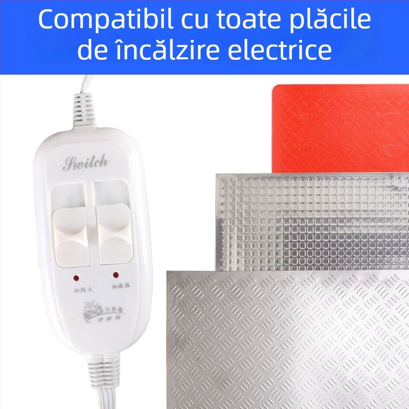 Comutator placă încălzitoare pentru purcei cu termostat continuu – controlul temperaturii până la 60°C