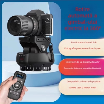 YT1200 Capă pan-tilt electrică cu două axe pentru timelapse și fotografii panoramice, rotație orizontală de 360°, înclinare verticală de 70°, viteză orizontală în 9 trepte, viteză verticală în 9 trepte, greutate 518 g