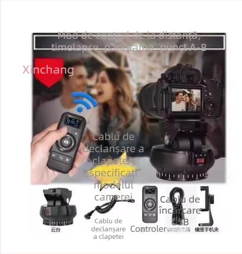 YT1200 Capă pan-tilt electrică cu două axe pentru timelapse și fotografii panoramice, rotație orizontală de 360°, înclinare verticală de 70°, viteză orizontală în 9 trepte, viteză verticală în 9 trepte, greutate 518 g