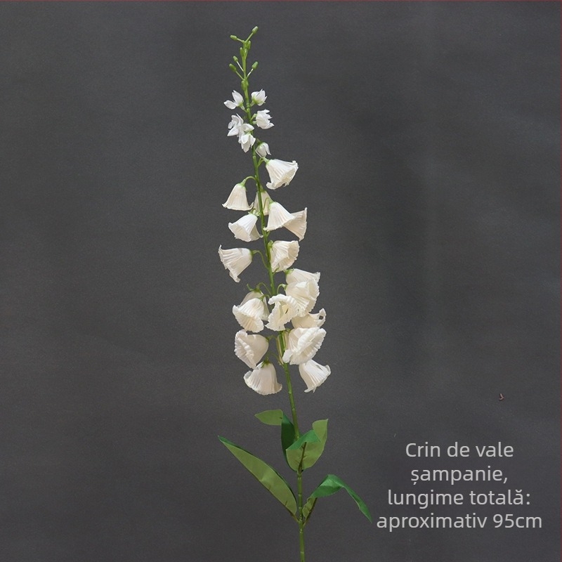 Floare artificial Lily of the Valley, ramură înaltă în stil franțuzesc, decor pentru sala de nunți (Material: Plastic; Proces: Altul; Utilizare: Nuntă, Exterior, Recuzită pentru fotografie)