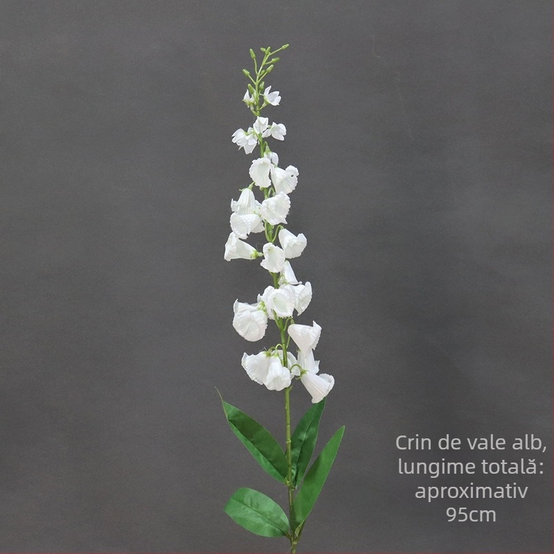 Floare artificial Lily of the Valley, ramură înaltă în stil franțuzesc, decor pentru sala de nunți (Material: Plastic; Proces: Altul; Utilizare: Nuntă, Exterior, Recuzită pentru fotografie)