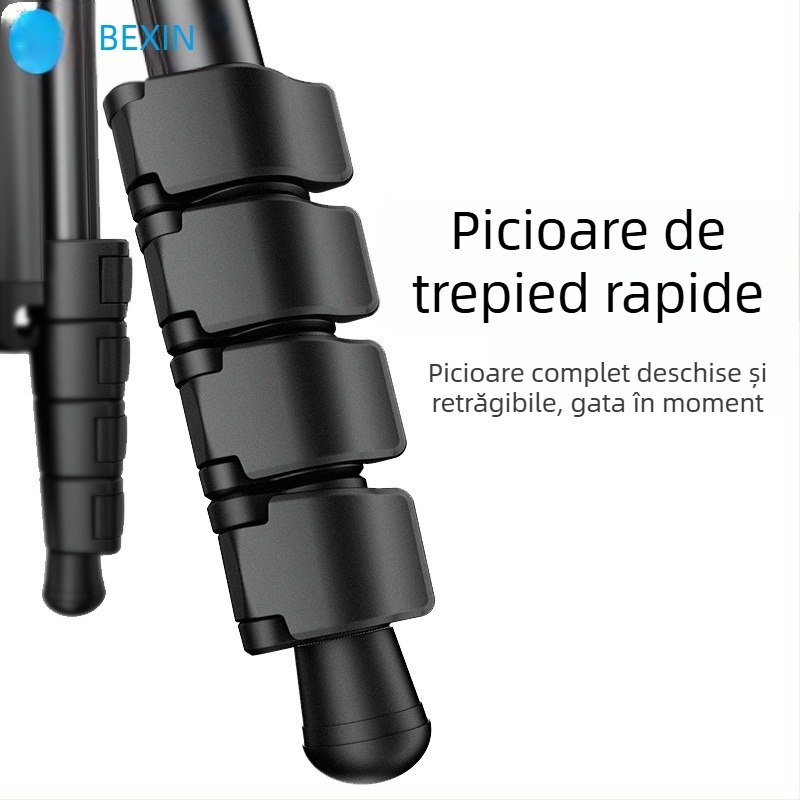 Trepied din aliaj de aluminiu, cap cu bilă, 5 secțiuni, sarcină de 5 kg, plăcuță cu eliberare rapidă, compatibil cu camere mirrorless/DSLR