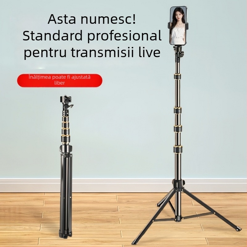 Junrun trepied pentru telefon mobil și tabletă, aliaj de aluminiu, 5 secțiuni, 3D gimbal PTZ, sarcină 2-5 kg