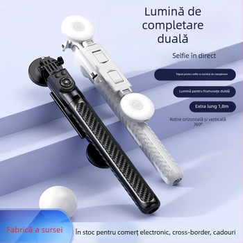 Trepied pentru selfie Z17 – suport pentru telefon și cameră, din oțel inoxidabil, telecomandă Bluetooth, iluminare de completare, stabilizare