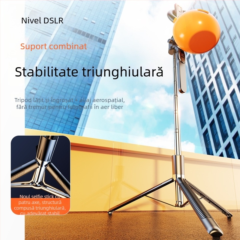 Trepied pentru selfie Z17 – suport pentru telefon și cameră, din oțel inoxidabil, telecomandă Bluetooth, iluminare de completare, stabilizare