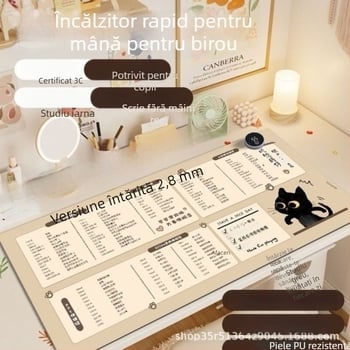 Padă încălzită pentru birou, cu strat de încălzire din aluminiu, 220V, 80W, control inteligent al temperaturii, Kairu Shark