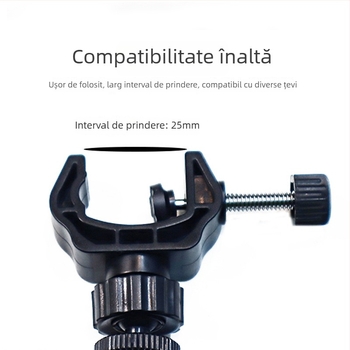 Suport universal pentru telefon mobil pentru transmisiuni live, cu țeavă rotundă, clemă retractabilă puternică și clemă de extindere | ABS plastic, sarcină de până la 5 kg