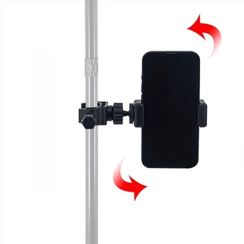 Suport universal pentru telefon mobil pentru transmisiuni live, cu țeavă rotundă, clemă retractabilă puternică și clemă de extindere | ABS plastic, sarcină de până la 5 kg