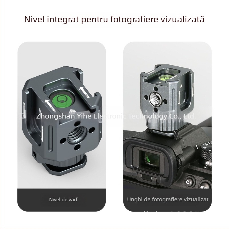 Suport cu trei capete pentru camere fără oglindă, din aliaj de aluminiu, bază pan-tilt și suport extern pentru hot shoe