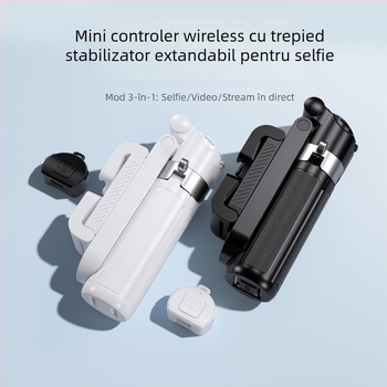 Monopod pentru selfie M1 Mini, extensibil, Bluetooth, stabilizare anti-vibrații, iluminare auxiliară, suport de masă pentru streaming