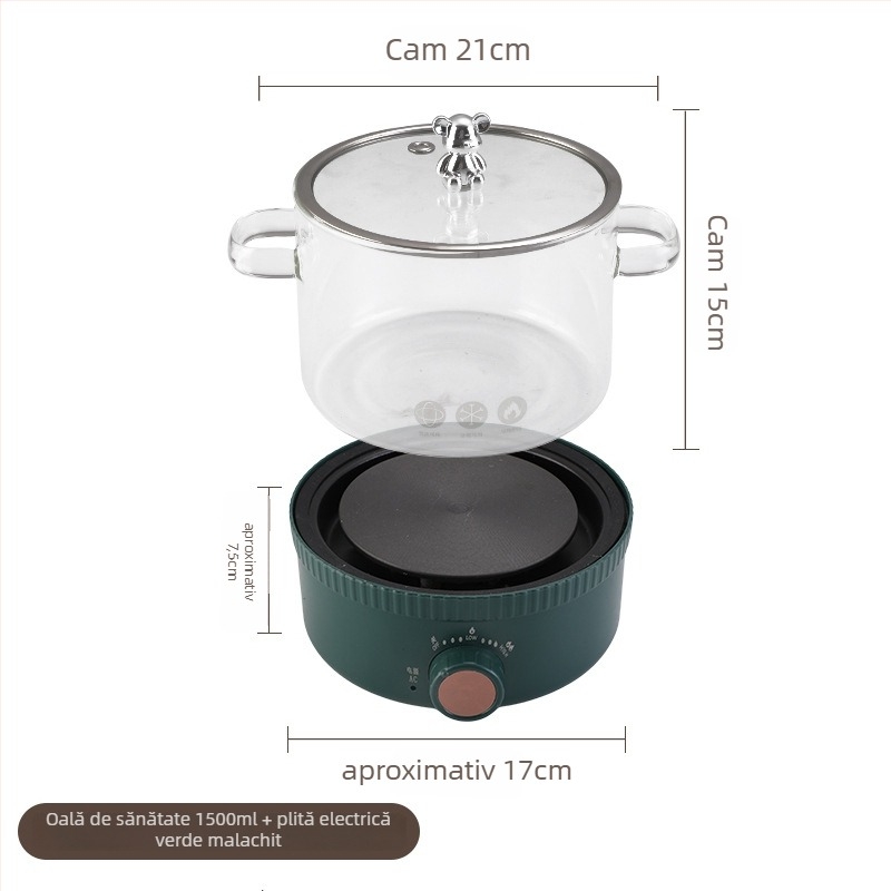 Oală de sănătate pentru ceai - oală multifuncțională de uz casnic, corp din sticlă, model BLH-01, 1.2-1.5L, 220V, 500-1000W