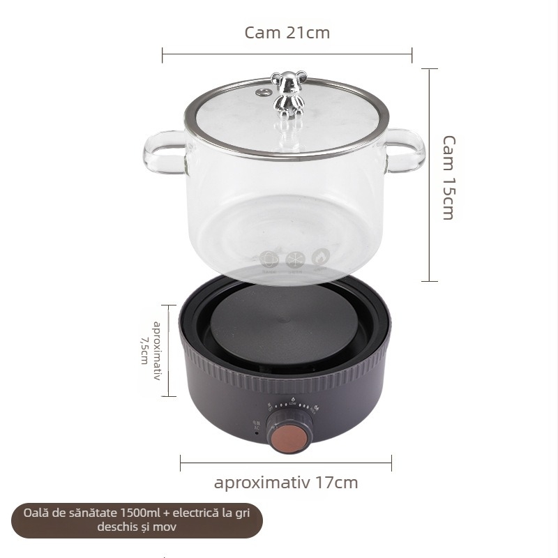 Oală de sănătate pentru ceai - oală multifuncțională de uz casnic, corp din sticlă, model BLH-01, 1.2-1.5L, 220V, 500-1000W