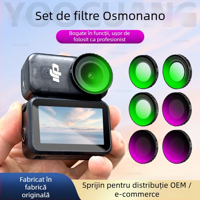 Kit de filtre Yoocuang pentru DJI Osmo Nano: filtre ND64, CPL, UV și PL; construcție din aliaj de aluminiu și sticlă