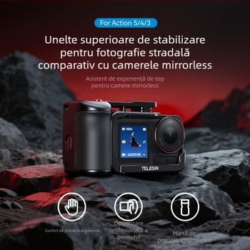 Telesin cușcă din aliaj de aluminiu cu set de mânere pentru DJI Action 3/4/5, fotografie de stradă