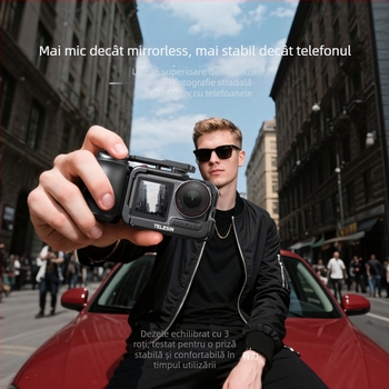 Telesin cușcă din aliaj de aluminiu cu set de mânere pentru DJI Action 3/4/5, fotografie de stradă