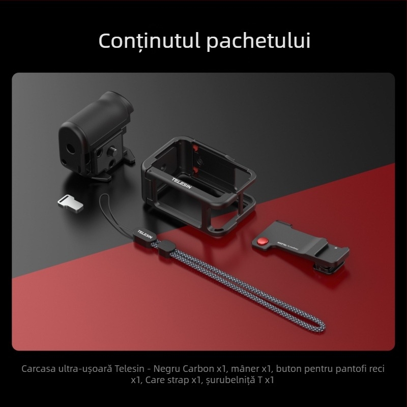 Telesin cușcă din aliaj de aluminiu cu set de mânere pentru DJI Action 3/4/5, fotografie de stradă
