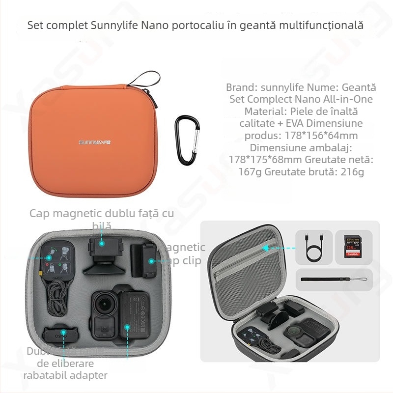 Geantă de depozitare din piele Sunnylife On-b0101 pentru DJI Osmo Nano – compatibilă cu NANO, în stoc, set complet