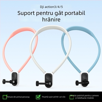 PJ-11 Suport pentru gât pentru camere de acțiune, din silicon, universal compatibil GoPro, DJI Action 4/5/6, Yi