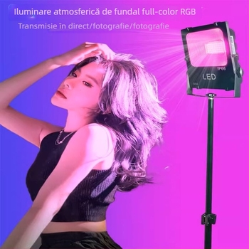 Lumină ambientală RGB pentru streaming live în studio – alimentare AC, montare pe perete, fără control inteligent