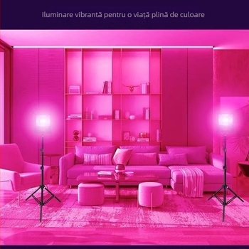 Lumină ambientală RGB pentru streaming live în studio – alimentare AC, montare pe perete, fără control inteligent