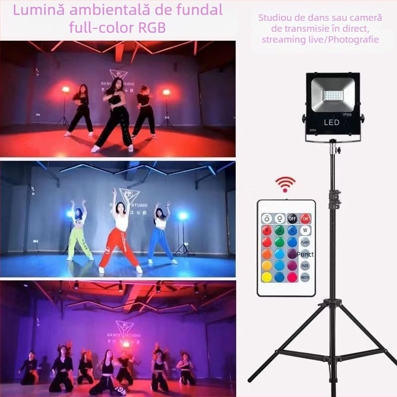 Lumină ambientală RGB pentru streaming live în studio – alimentare AC, montare pe perete, fără control inteligent
