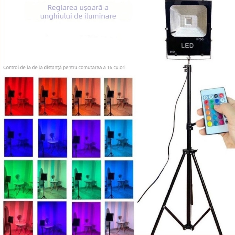 Lumină ambientală RGB pentru streaming live în studio – alimentare AC, montare pe perete, fără control inteligent