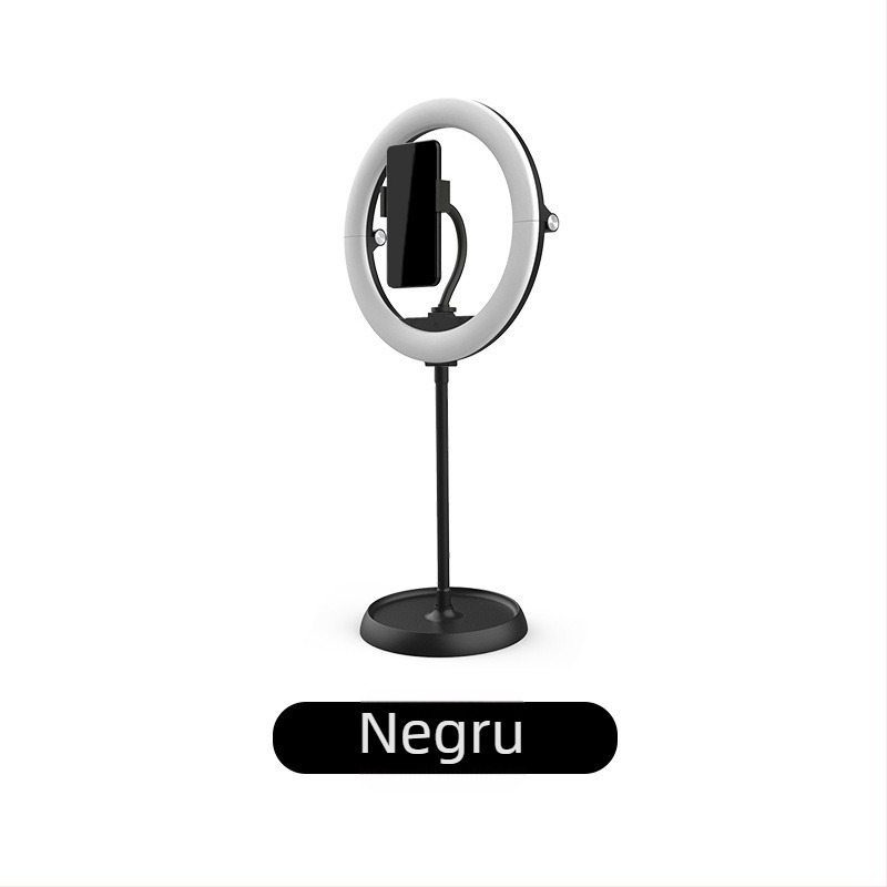 Lampa circulară portabilă pentru frumusețe, machiaj și streaming live, temperatură de culoare duală 2700–5600K, 10W, USB 5V, reglaj luminozitate, clip pentru telefon inclus