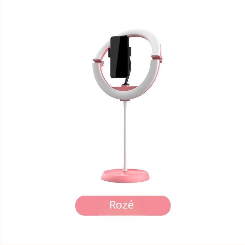 Lampa circulară portabilă pentru frumusețe, machiaj și streaming live, temperatură de culoare duală 2700–5600K, 10W, USB 5V, reglaj luminozitate, clip pentru telefon inclus
