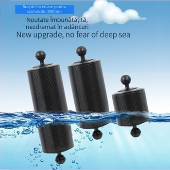 Braț de lampă subacvatic pentru fotografie și adaptor pentru capul cu bilă — aliaj de aluminiu + fibre de carbon, sarcină maximă 2–5 kg, compatibil cu capul cu bilă de 1 inch, model D80MM