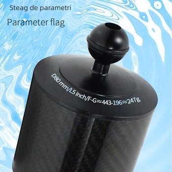 Braț de lampă subacvatic pentru fotografie și adaptor pentru capul cu bilă — aliaj de aluminiu + fibre de carbon, sarcină maximă 2–5 kg, compatibil cu capul cu bilă de 1 inch, model D80MM