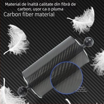 Braț de lampă subacvatic pentru fotografie și adaptor pentru capul cu bilă — aliaj de aluminiu + fibre de carbon, sarcină maximă 2–5 kg, compatibil cu capul cu bilă de 1 inch, model D80MM