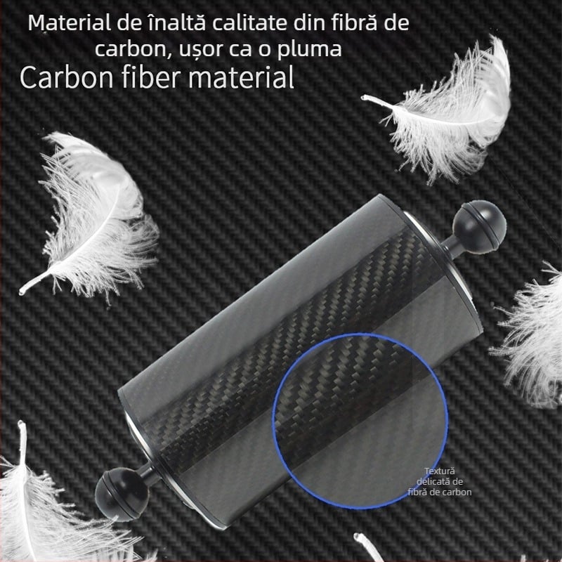 Braț de lampă subacvatic pentru fotografie și adaptor pentru capul cu bilă — aliaj de aluminiu + fibre de carbon, sarcină maximă 2–5 kg, compatibil cu capul cu bilă de 1 inch, model D80MM