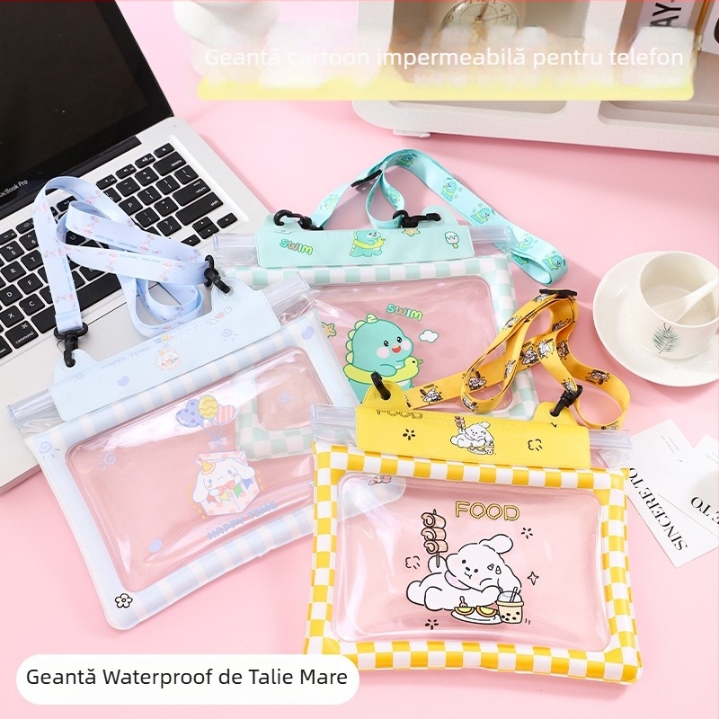 Geantă impermeabilă de talie pentru telefon cu cameră de aer și depozitare sigilată în trei straturi, PVC material, capacitate mare; potrivită pentru înot, drumeții, scufundări, rafting și călătorii.