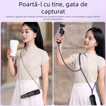 DJI Pocket 3 Lanyard — curea 3 în 1 pentru gât, crossbody, unisex; materiale: nailon, sfoară de poliester, cataramă metalică