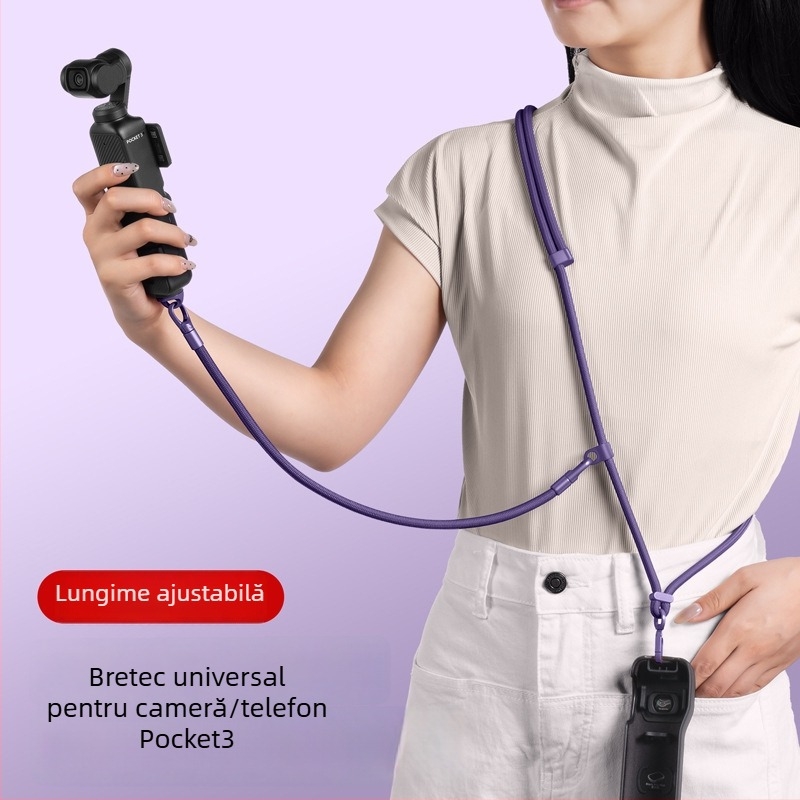 DJI Pocket 3 Lanyard — curea 3 în 1 pentru gât, crossbody, unisex; materiale: nailon, sfoară de poliester, cataramă metalică