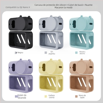 Carcasă din silicon pentru camera DJI Osmo Nano; Material: Silicon; Compatibil: DJI Osmo Nano cameră; Tipărire logo: Da; Metodă de procesare: imprimare prin transfer termic; Personalizare: Da.