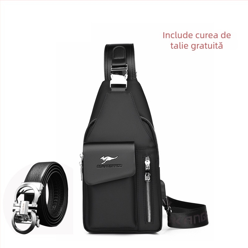 Geantă de piept pentru bărbați - țesătură Oxford, impermeabilă, model 8203, Dusen Kangaroo