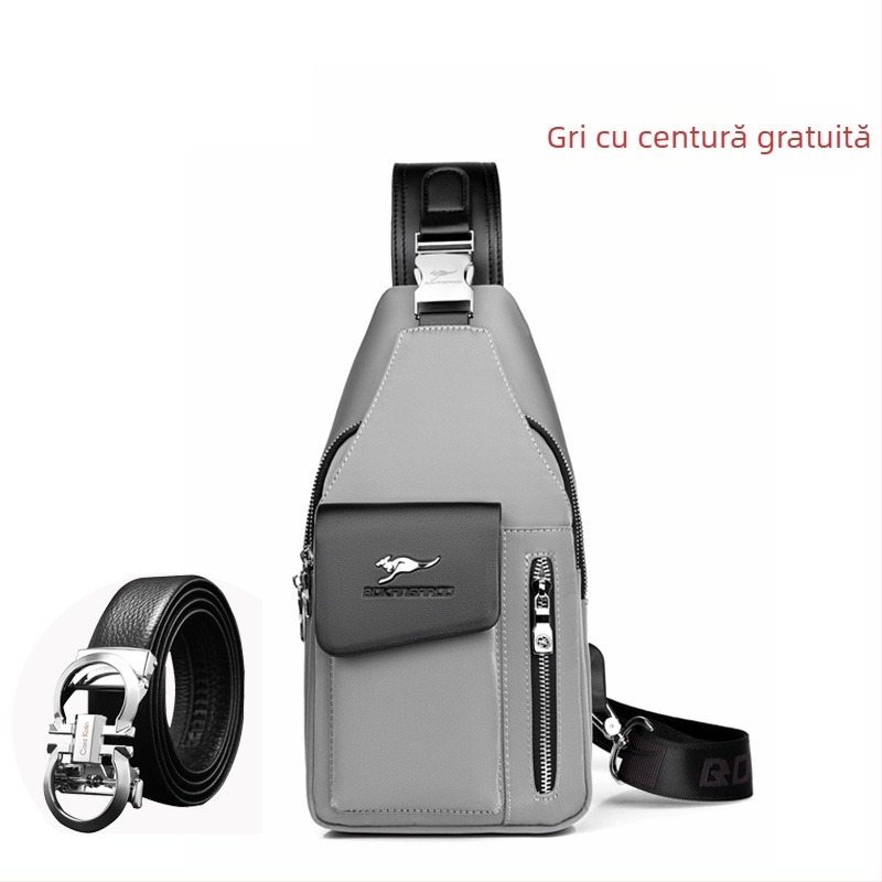 Geantă de piept pentru bărbați - țesătură Oxford, impermeabilă, model 8203, Dusen Kangaroo