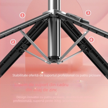 P05 Bluetooth selfie stick pentru telefon cu quadpod, aliaj ABS de aluminiu, telecomandă inclusă, iluminare de completare