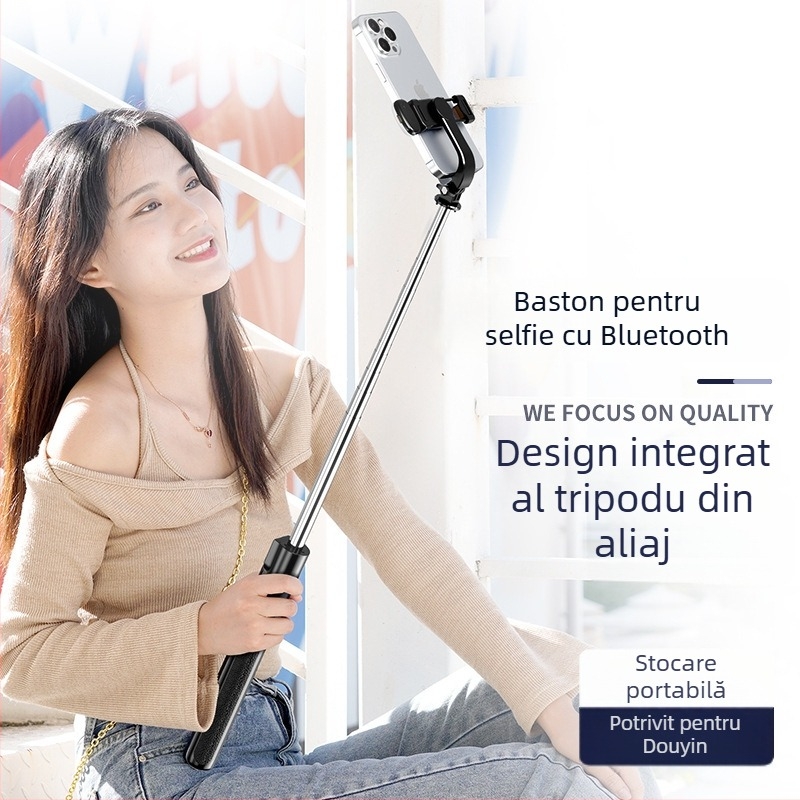 Z6S Stativ selfie din oțel inoxidabil, Bluetooth, telecomandă inclusă, suport pentru personalizare