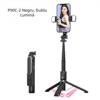 P90C selfie stick din aluminiu, Bluetooth, compatibil cu GoPro și suport pentru telefon, Live Photo