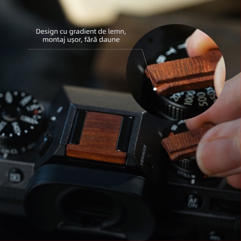 Capac din lemn pentru hot shoe Fuji camere (XH2, XT5, X100VI, XT30, XT4, XS20, XT50, XM5, XE4) – prelucrare OEM; ambalaj: pungă Ziplock, pungă cu bule, cutie