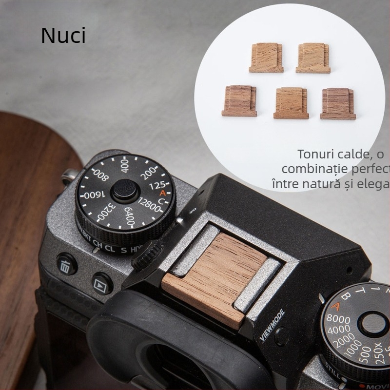 Capac din lemn pentru hot shoe Fuji camere (XH2, XT5, X100VI, XT30, XT4, XS20, XT50, XM5, XE4) – prelucrare OEM; ambalaj: pungă Ziplock, pungă cu bule, cutie