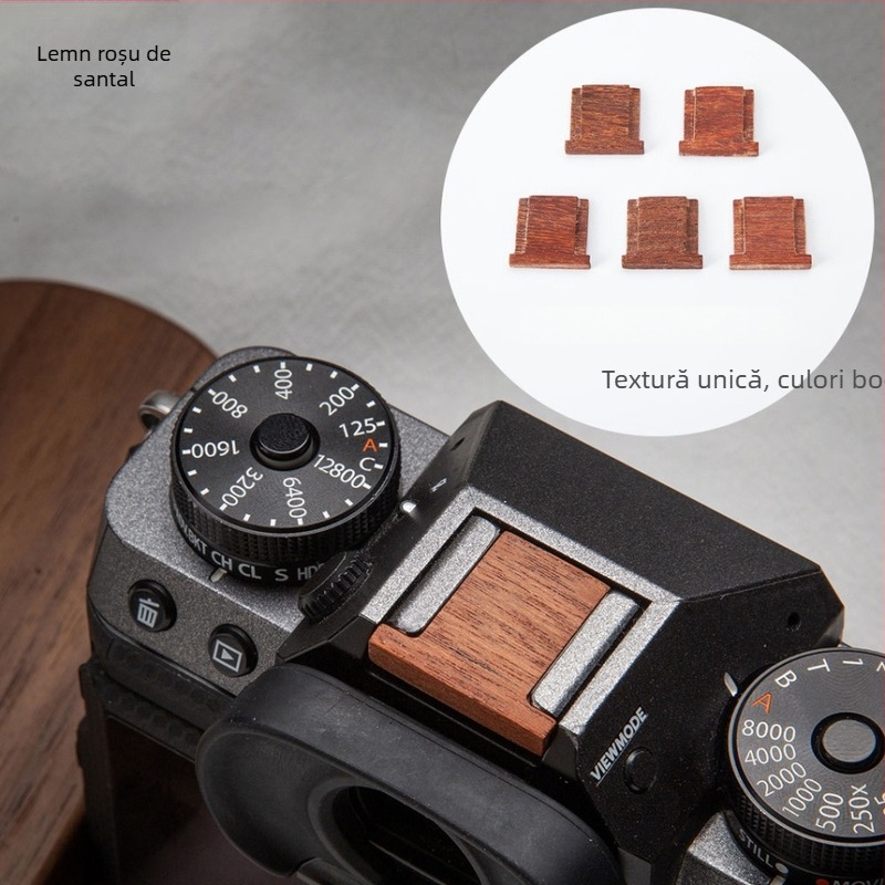 Capac din lemn pentru hot shoe Fuji camere (XH2, XT5, X100VI, XT30, XT4, XS20, XT50, XM5, XE4) – prelucrare OEM; ambalaj: pungă Ziplock, pungă cu bule, cutie