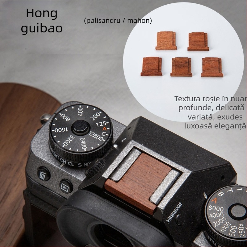 Capac din lemn pentru hot shoe Fuji camere (XH2, XT5, X100VI, XT30, XT4, XS20, XT50, XM5, XE4) – prelucrare OEM; ambalaj: pungă Ziplock, pungă cu bule, cutie
