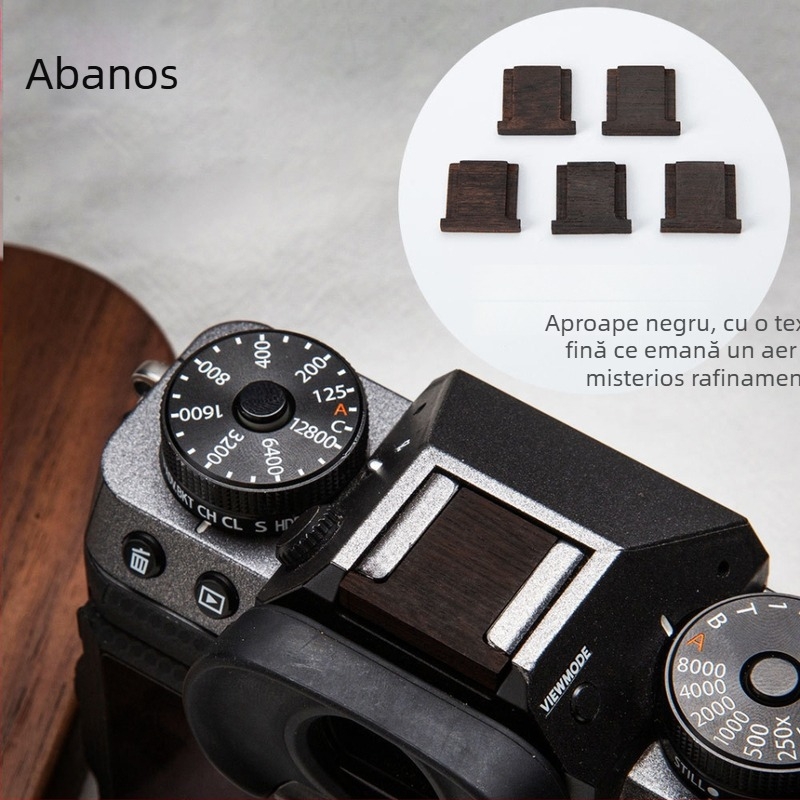Capac din lemn pentru hot shoe Fuji camere (XH2, XT5, X100VI, XT30, XT4, XS20, XT50, XM5, XE4) – prelucrare OEM; ambalaj: pungă Ziplock, pungă cu bule, cutie
