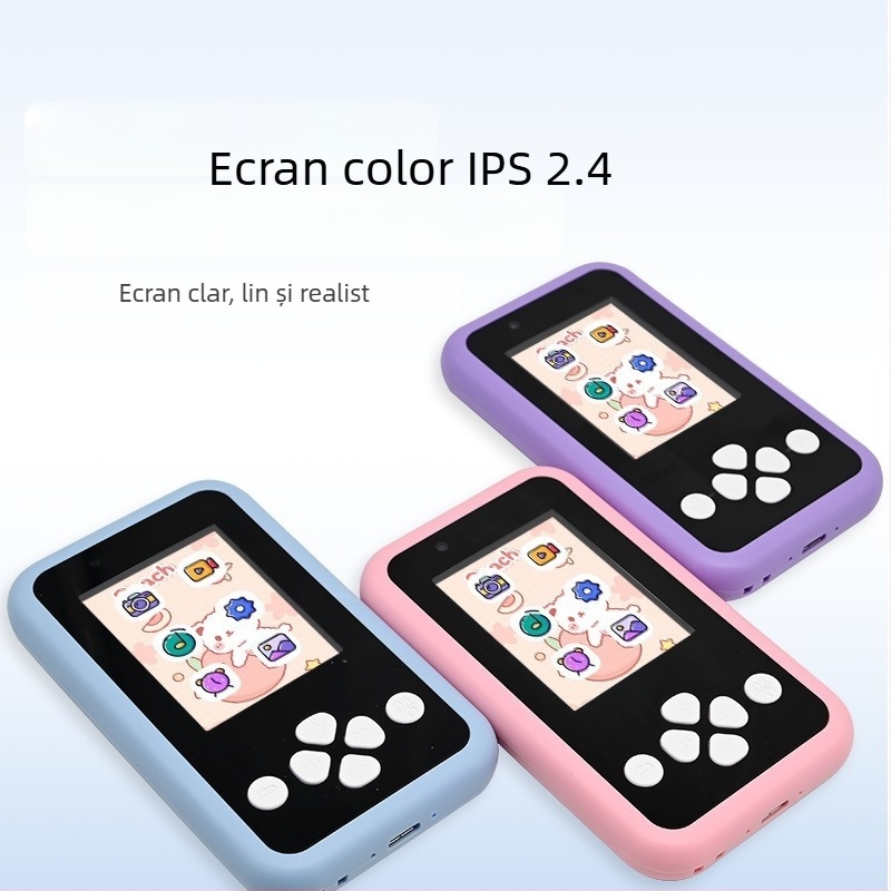 Cameră pentru copii cu două camere, pentru fotografii și videoclipuri, ecran LCD de 2,4 inch, stocare TF Card, model KDC-0027A, autonomie baterie 1–3 ore